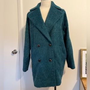 Blue Fuzzy Faux Fur Coat